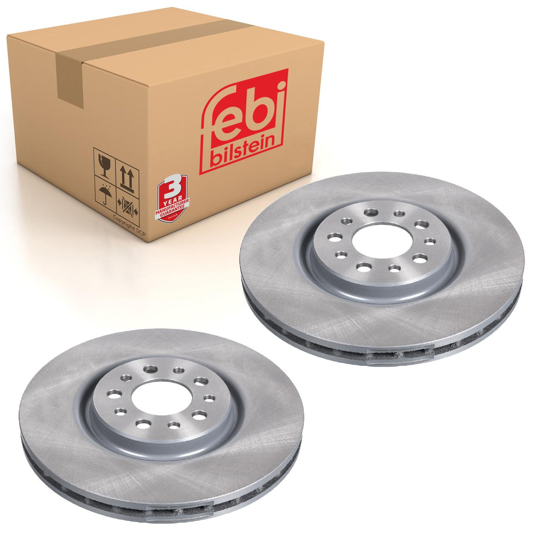 Pair of Front Brake Disc Fits Alfa Romeo 159 Q4 Sportwagon Brera Perm Febi 44052