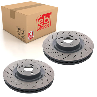 Pair of Front Brake Disc Fits Mercedes Benz C-Class Model 204 205 E-C Febi 44071
