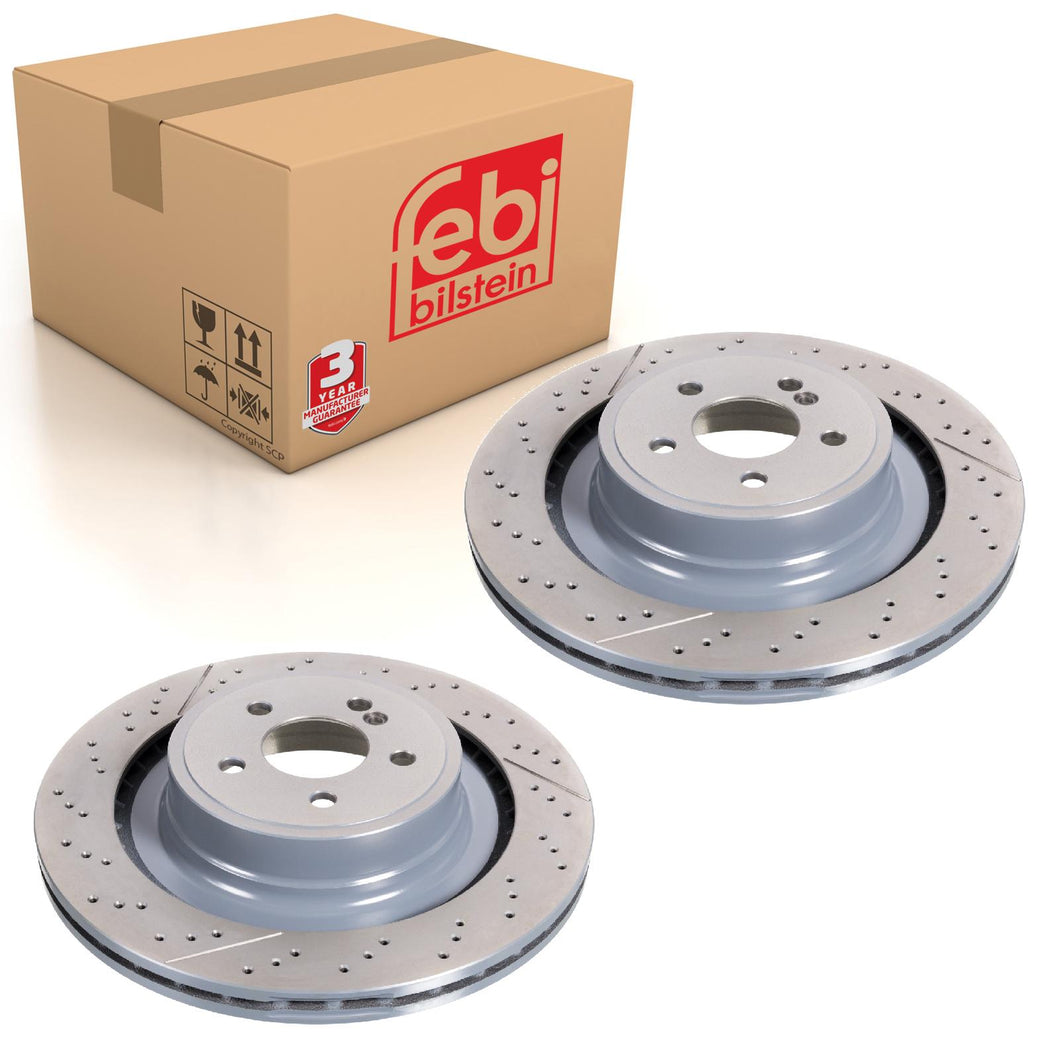 Pair of Rear Brake Disc Fits Mercedes Benz C-Class Model 204 CLS 218 Febi 44084