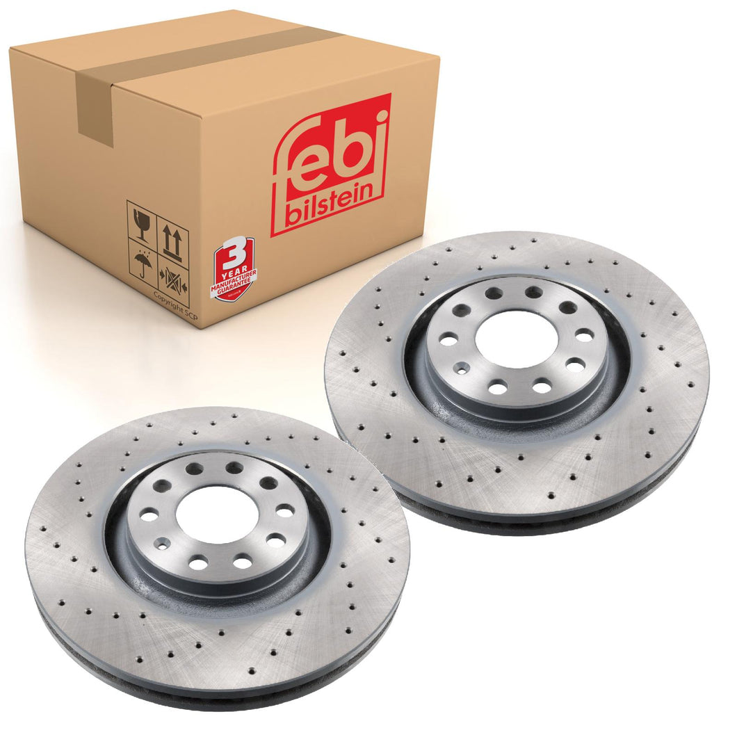 Pair of Front Brake Disc Fits Audi A4 quattro S4 8E OE 8E0615301AE Febi 44121
