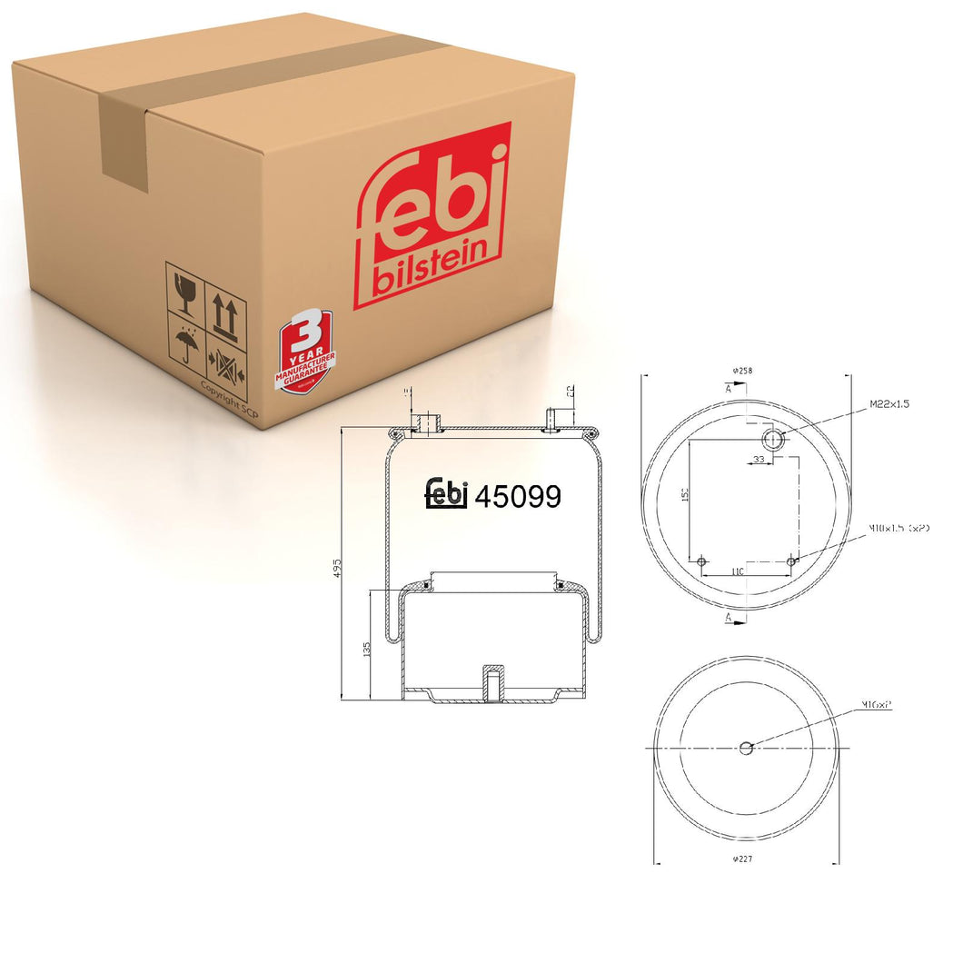 Rear Air Spring Inc Steel Piston Fits DAF LF E6 XF E6LF XF Febi 45099