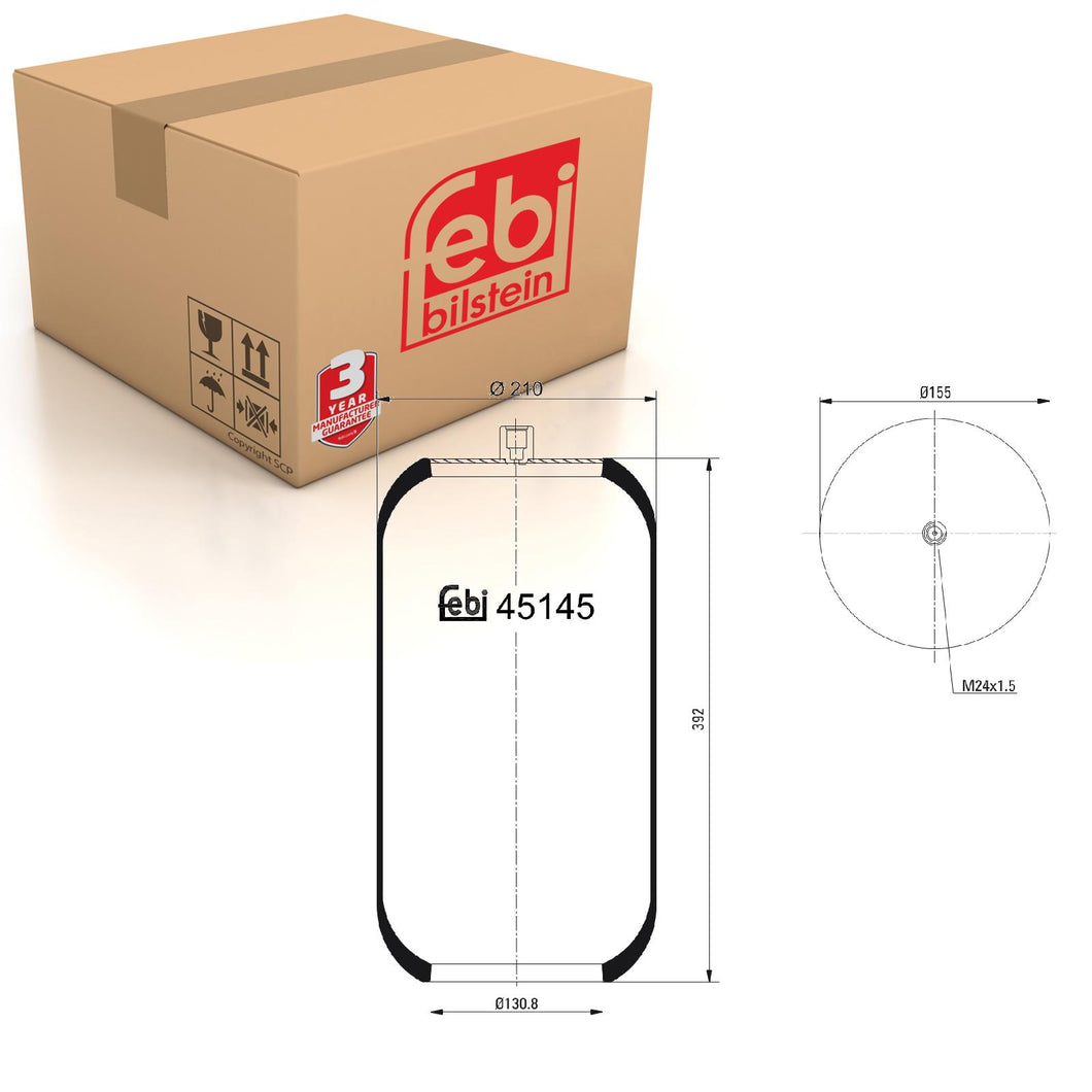 Front Air Spring No Piston Fits Setra Serie 4Serie 400 Mercedes Benz Febi 45145