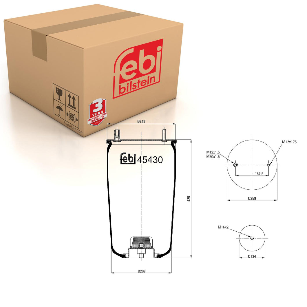 Air Spring No Piston Fits Bergische Achsen OE 542941770 Febi 45430