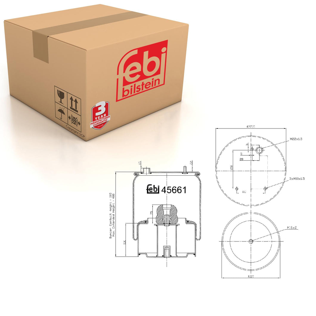 Air Spring Inc Steel Piston Fits DAF bitte Abmessungen beachten/pleas Febi 45661