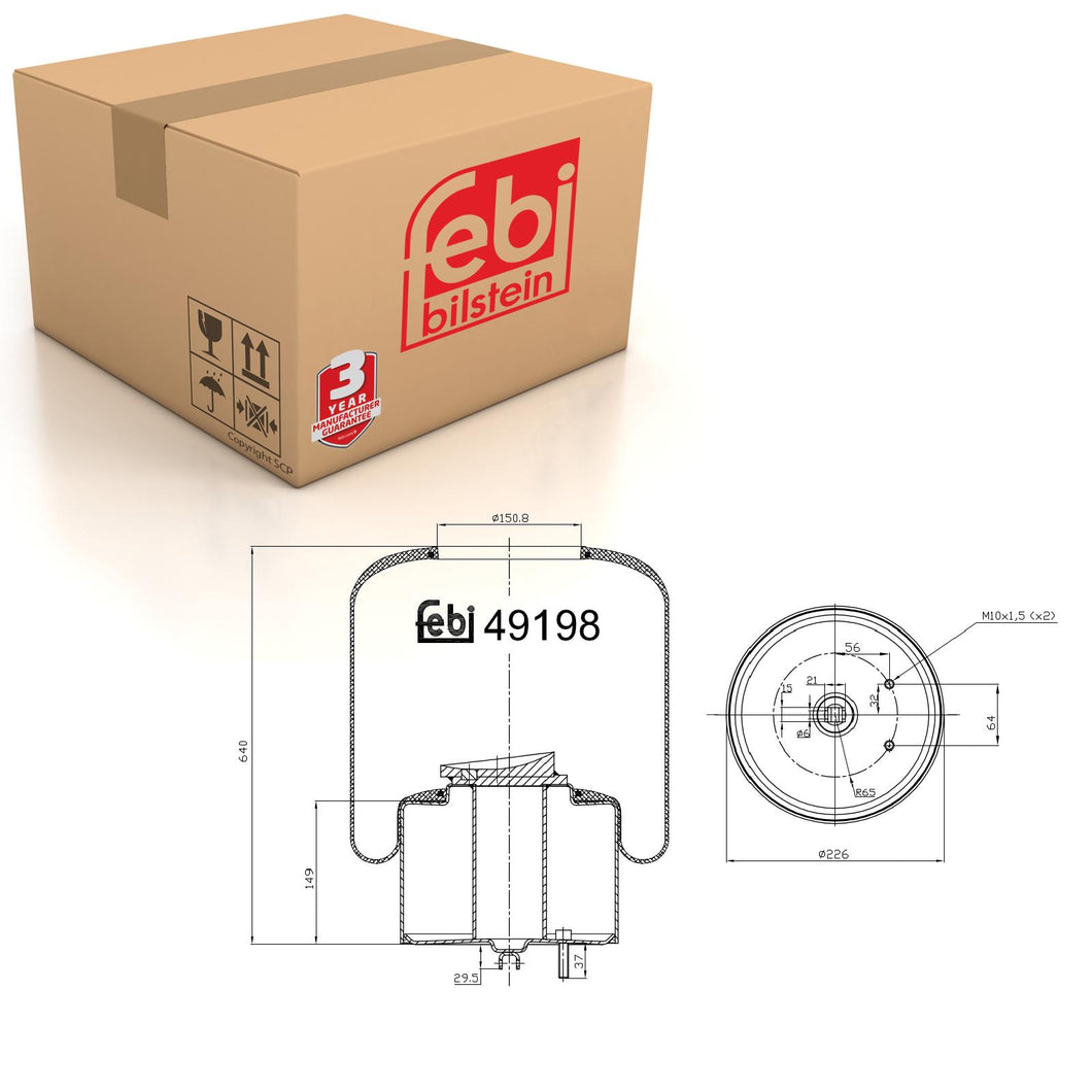 Front Air Spring Inc Steel Piston Fits Volvo B11 R G3 B12 B M B13 B8 Febi 49198
