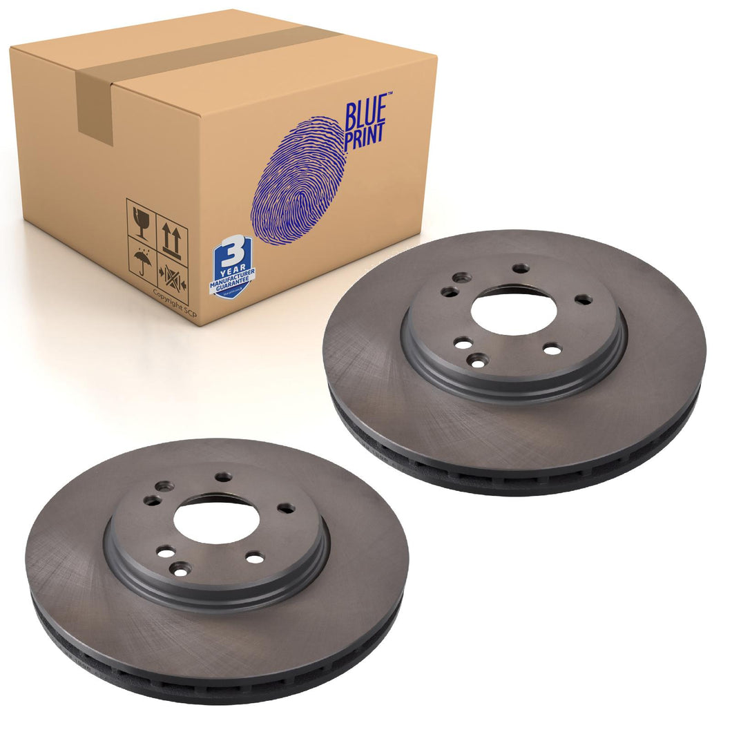 Pair of Front Brake Disc Fits Chrysler Crossfire Blue Print ADA104305