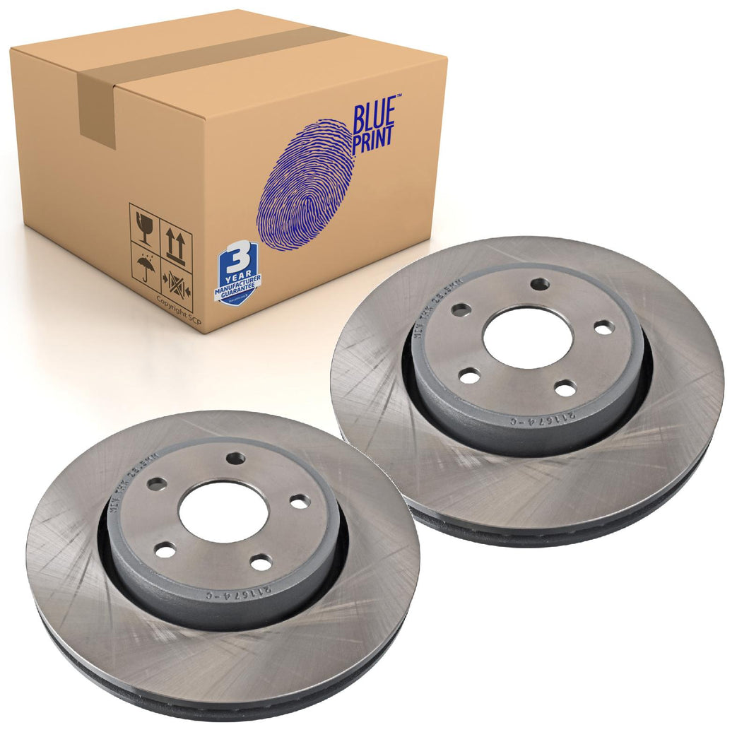 Pair of Front Brake Disc Fits Chrysler OE 52089269AB Blue Print ADA104311