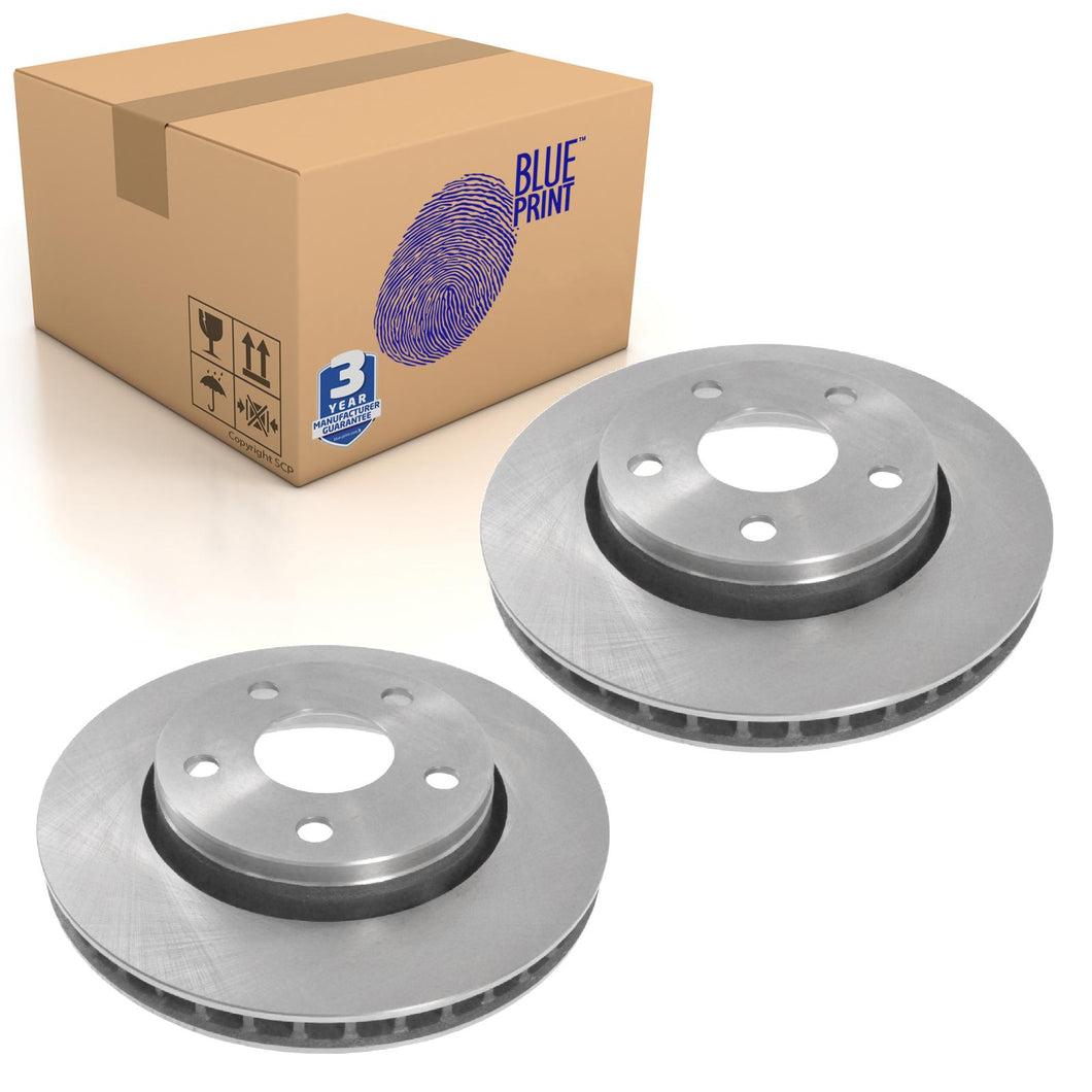 Pair of Front Brake Disc Fits Chrysler OE 52060137AB Blue Print ADA104335
