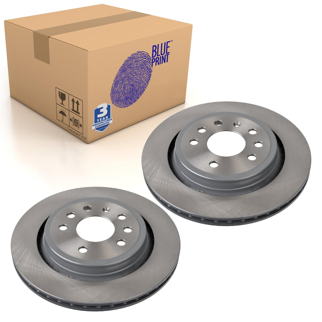 Pair of Rear Brake Disc Fits Chevrolet GM Cadillac BLS FIAT Blue Print ADA104356