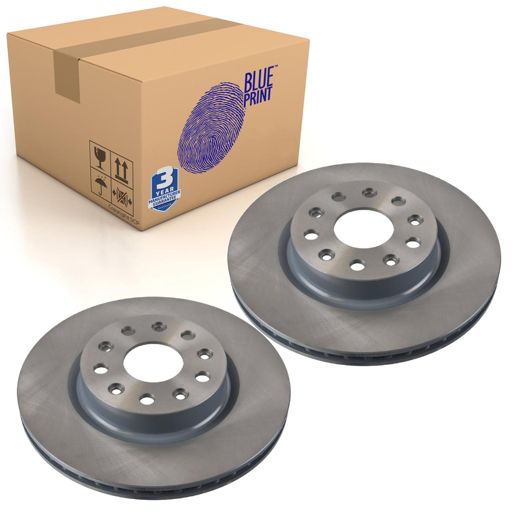Pair of Front Brake Disc Fits Jeep OE 68273502AA Blue Print ADA104381
