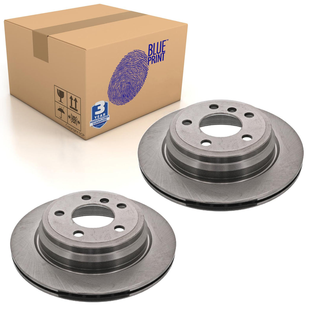 Pair of Rear Brake Disc Fits BMW OE 34216864900 Blue Print ADB114334