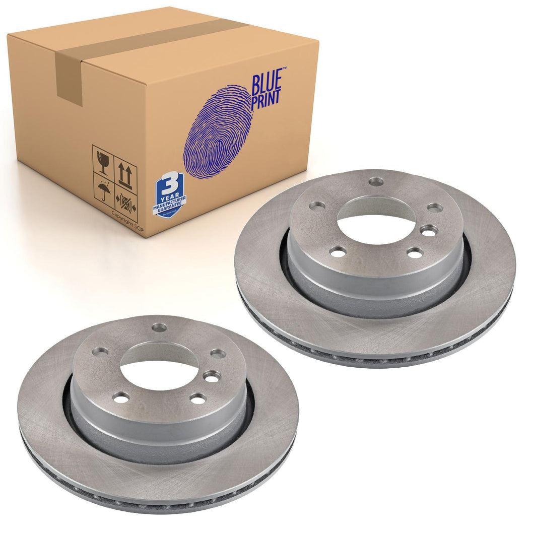 Pair of Rear Brake Disc Fits BMW OE 34216864903 Blue Print ADB114359
