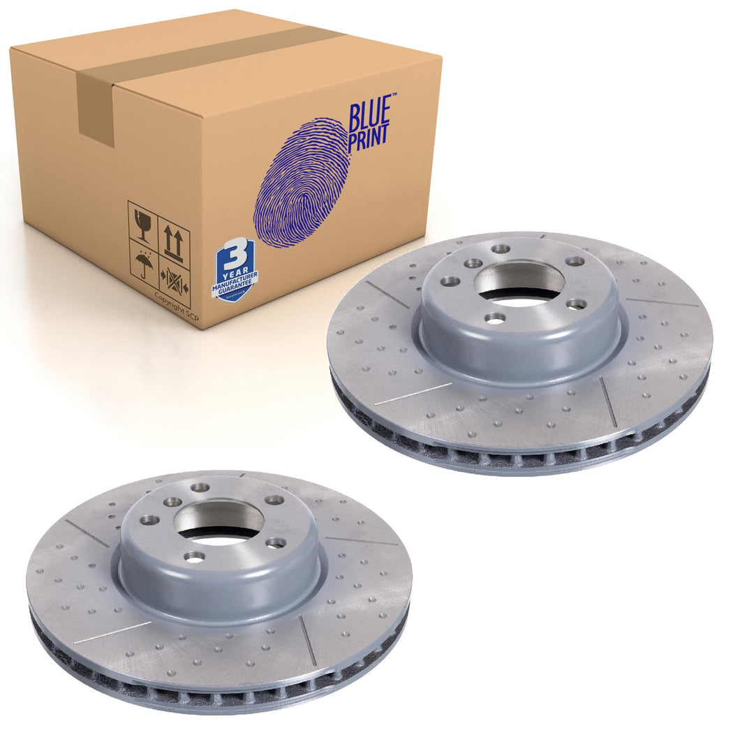 Pair of Front Brake Disc Fits BMW OE 34106797602 Blue Print ADB114375