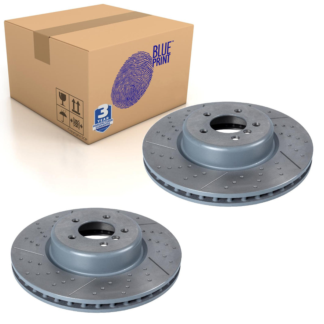 Pair of Front Brake Disc Fits BMW OE 34106797603 Blue Print ADB114380