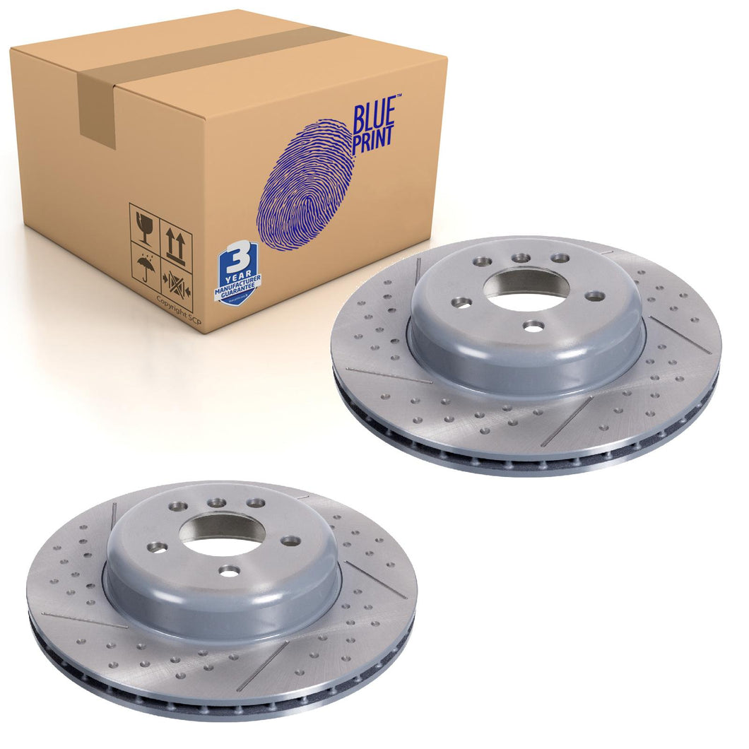 Pair of Rear Brake Disc Fits BMW OE 34206797600 Blue Print ADB114382