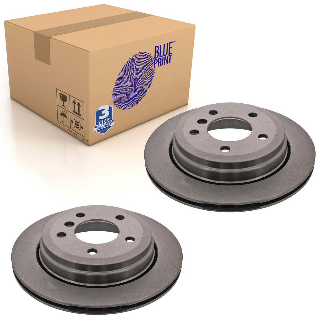 Pair of Rear Brake Disc Fits BMW OE 34216864044 Blue Print ADB114398