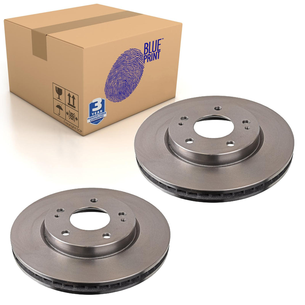 Pair of Front Brake Disc Fits Mitsubishi Airtrek Chariot Gr Blue Print ADC443104