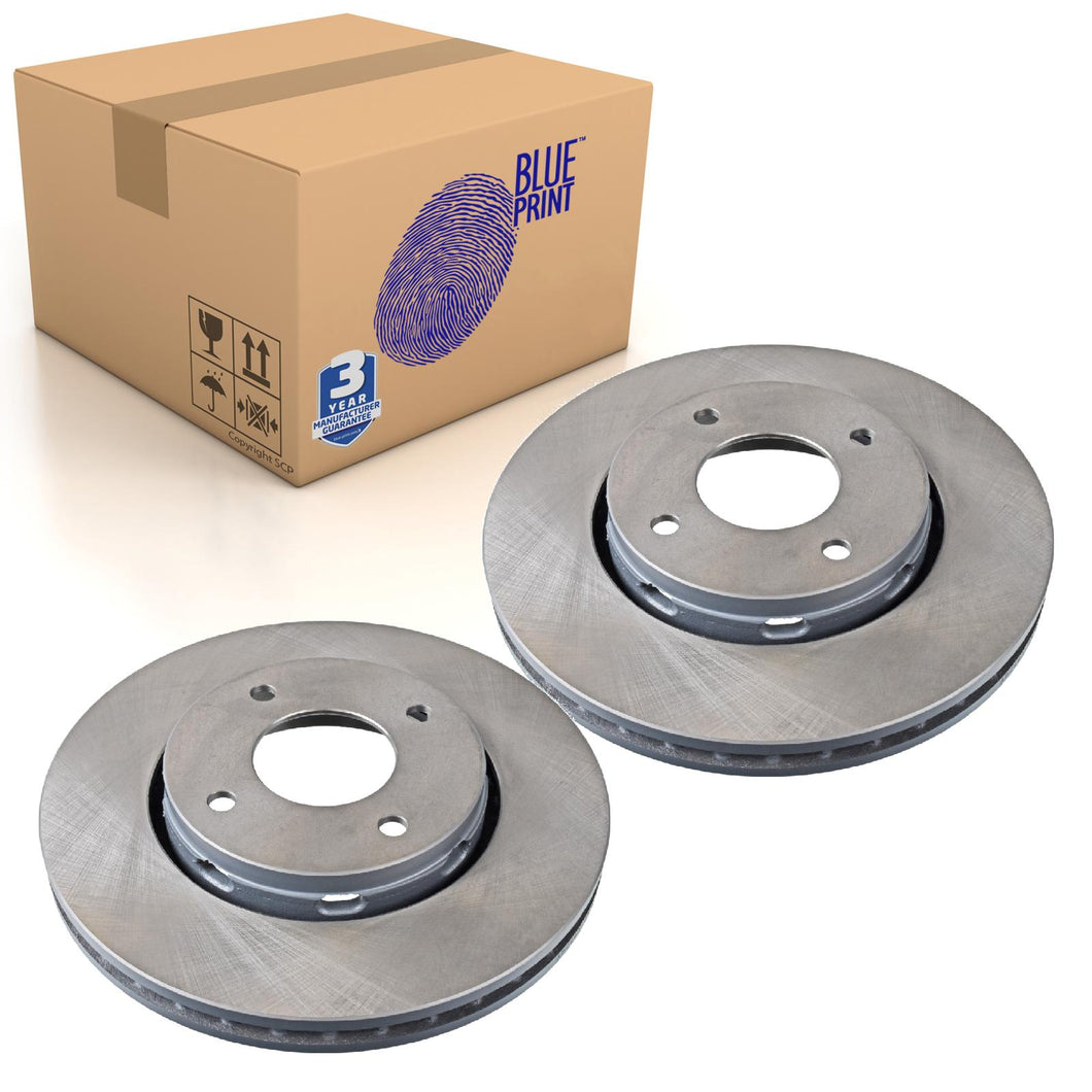 Pair of Front Brake Disc Fits Mitsubishi Colt VI Blue Print ADC443108