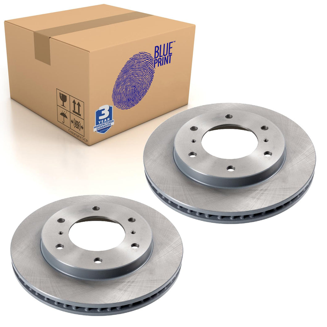 Pair of Front Brake Disc Fits Mitsubishi Montero Pajero Sho Blue Print ADC443110