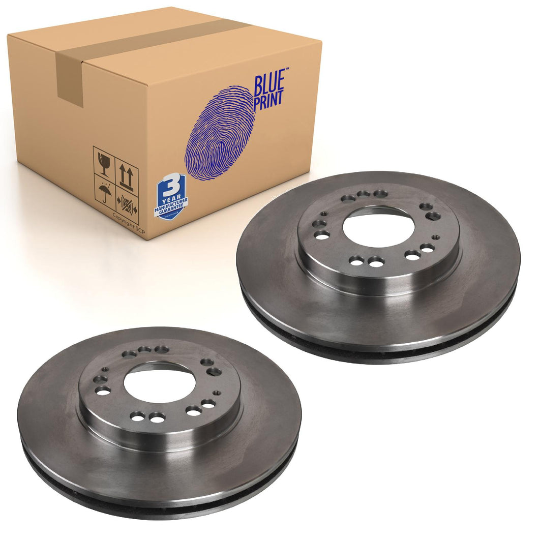 Pair of Front Brake Disc Fits Mitsubishi 3000 Chariot Eclips Blue Print ADC44338