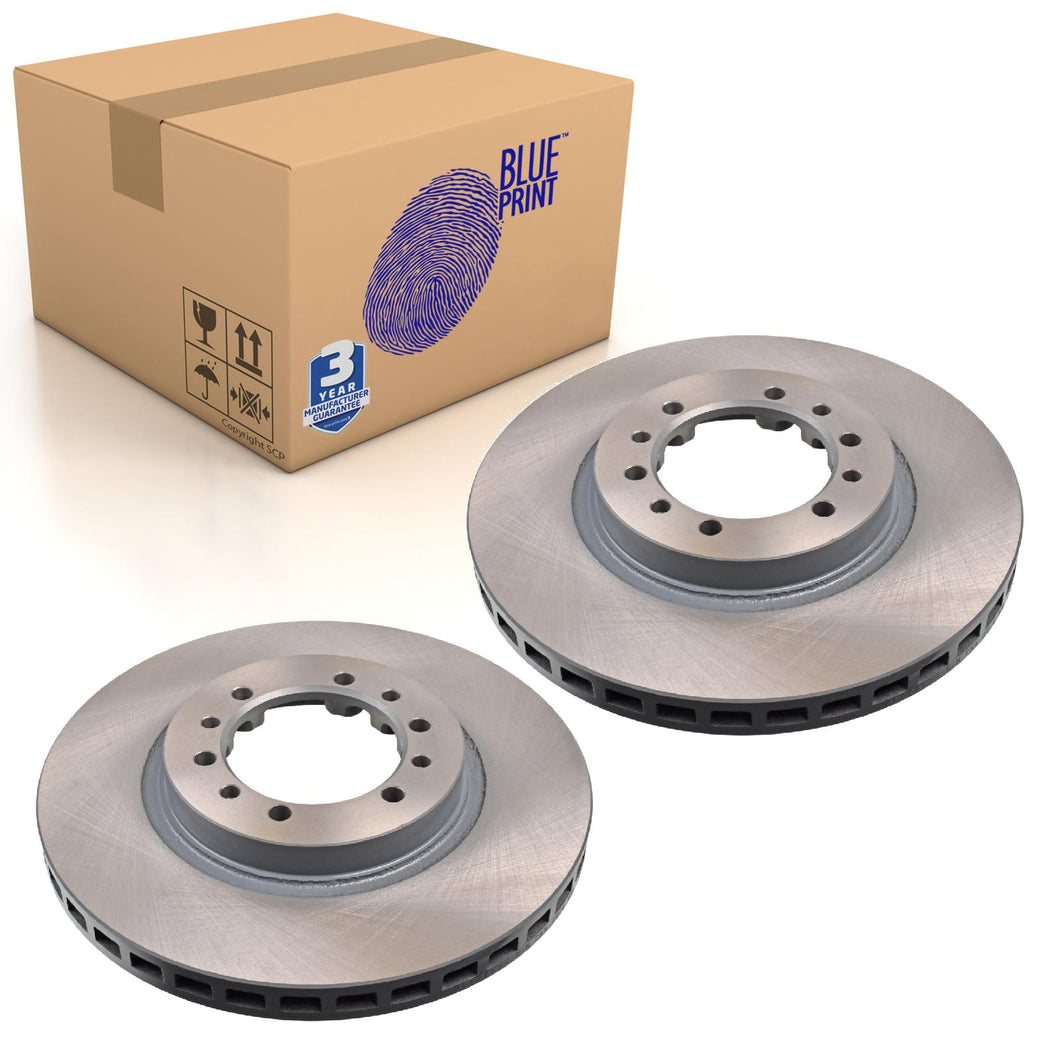 Pair of Front Brake Disc Fits Mitsubishi Challenger Dignity Blue Print ADC44348