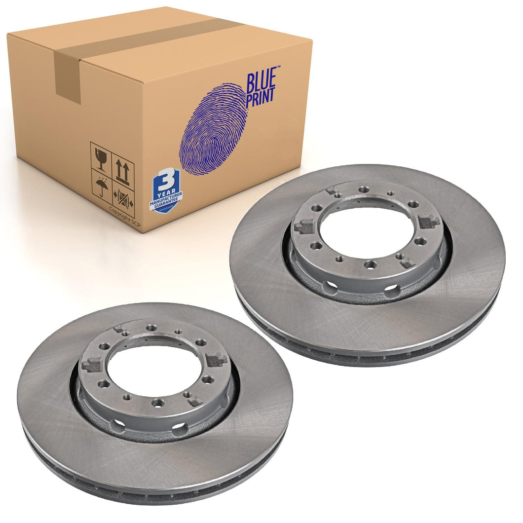 Pair of Front Brake Disc Fits Mitsubishi Delica Space Gear Blue Print ADC44381