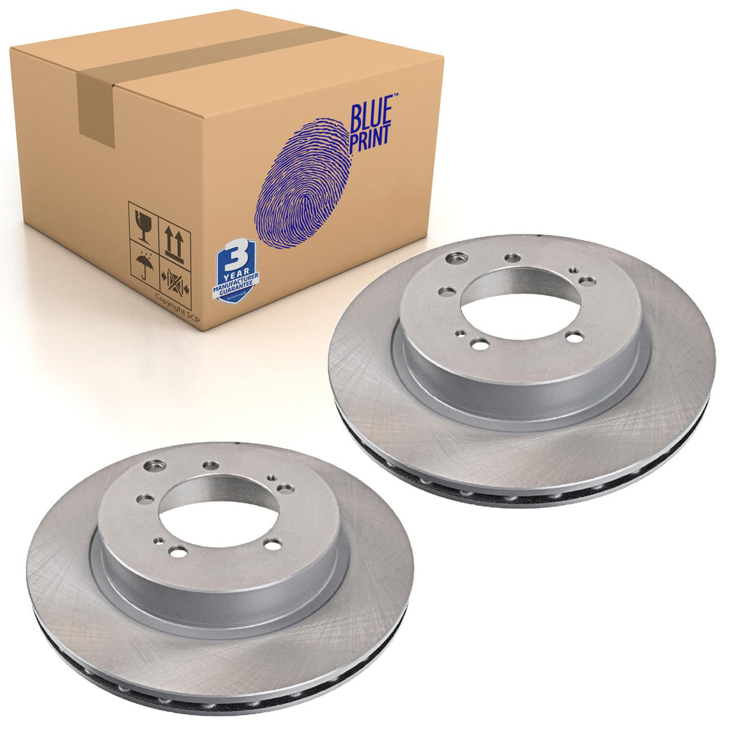 Pair of Rear Brake Disc Fits Mitsubishi Lancer OE MR370724 Blue Print ADC44385