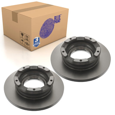 Pair of Rear Brake Disc Inc Abs Sensor Ring Fits Ford Trans Blue Print ADF124318