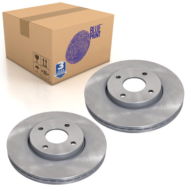 Pair of Front Brake Disc Fits Ford Fiesta OE 1445625 Blue Print ADF124322