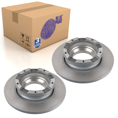 Pair of Rear Brake Disc Inc Abs Sensor Ring Fits Ford Blue Print ADF124349