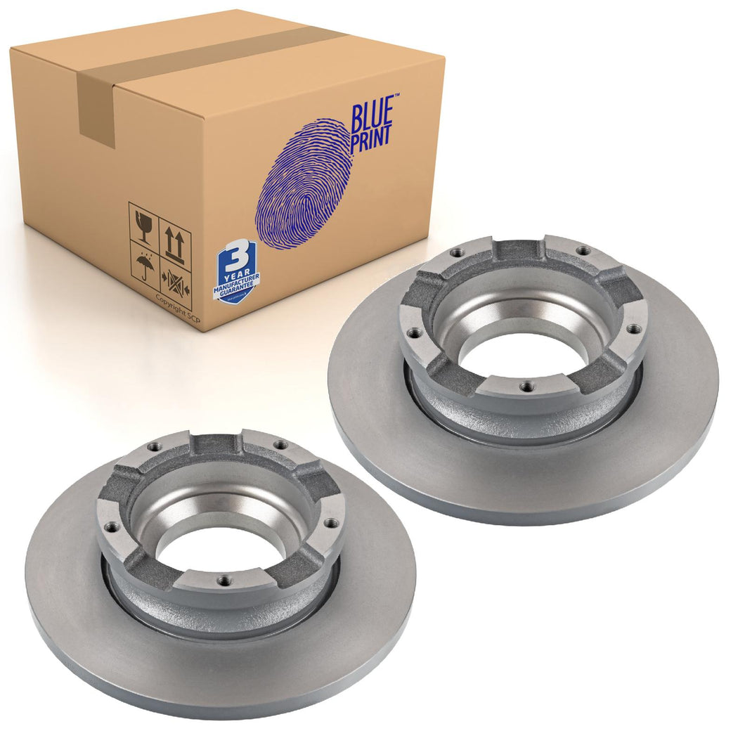 Pair of Rear Brake Disc Inc Abs Sensor Ring Fits Ford Blue Print ADF124349