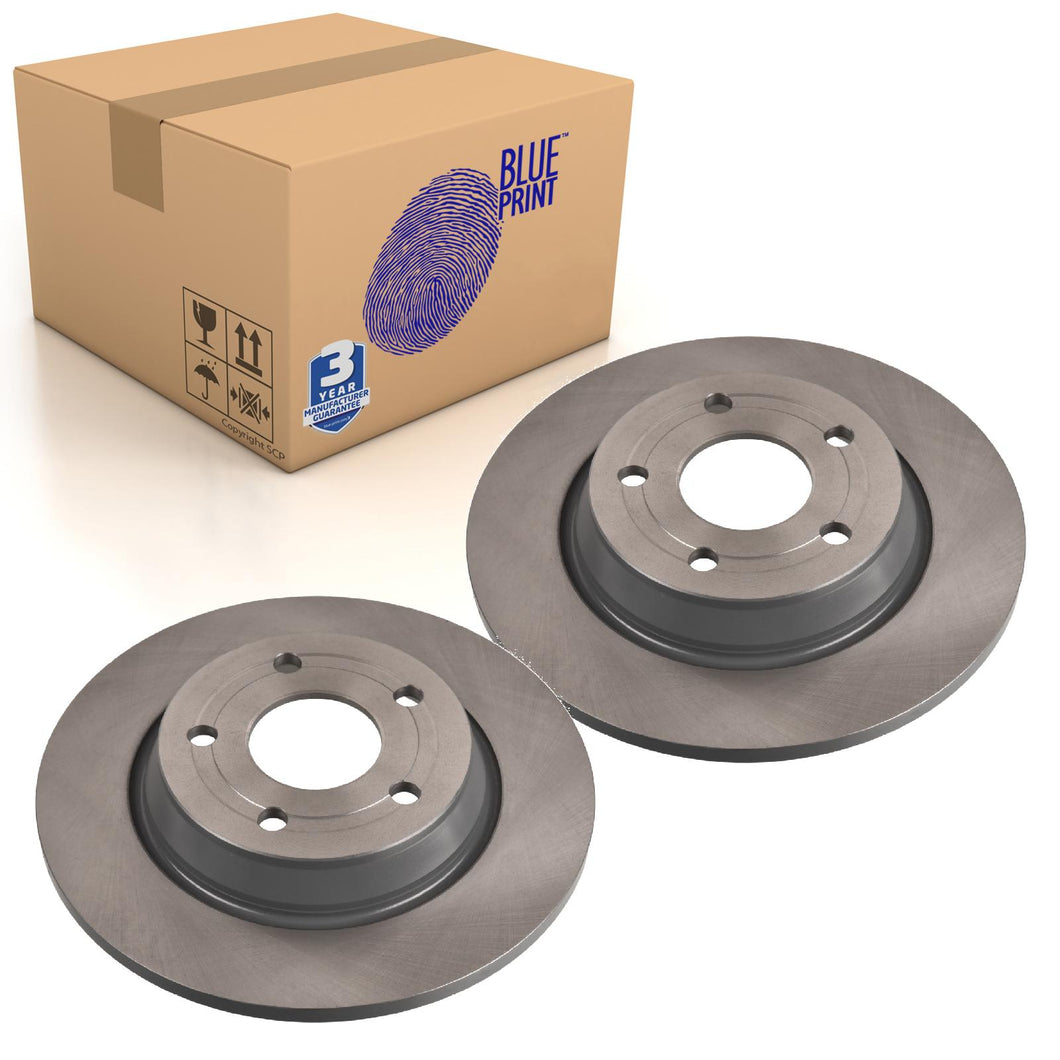 Pair of Rear Brake Disc Fits Ford Focus 2018 On OE 2196429 Blue Print ADF124379