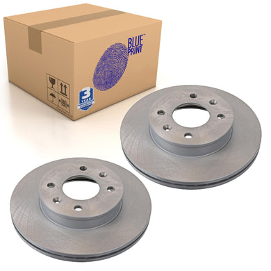 Pair of Front Brake Disc Fits Hyundai Click Getz Blue Print ADG043100