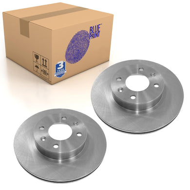 Pair of Front Brake Disc Fits Hyundai i10 OE 517120X700 Blue Print ADG043142