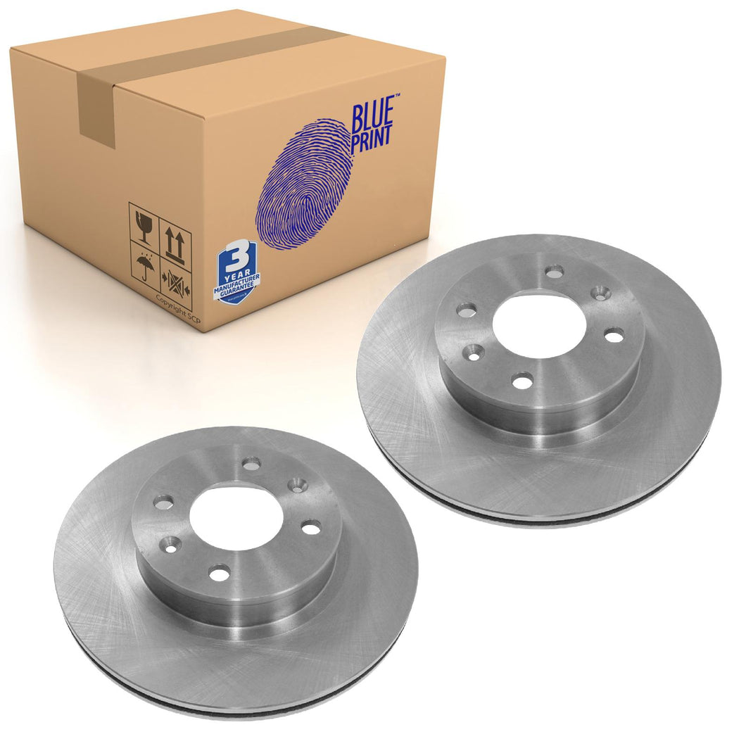 Pair of Front Brake Disc Fits Hyundai i10 OE 517120X700 Blue Print ADG043142