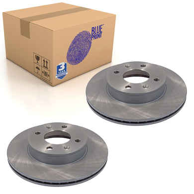 Pair of Front Brake Disc Fits Hyundai i10 II OE 517120X500 Blue Print ADG043143