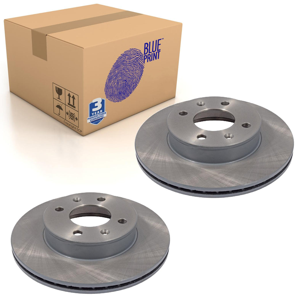 Pair of Front Brake Disc Fits Hyundai i10 II OE 517120X500 Blue Print ADG043143