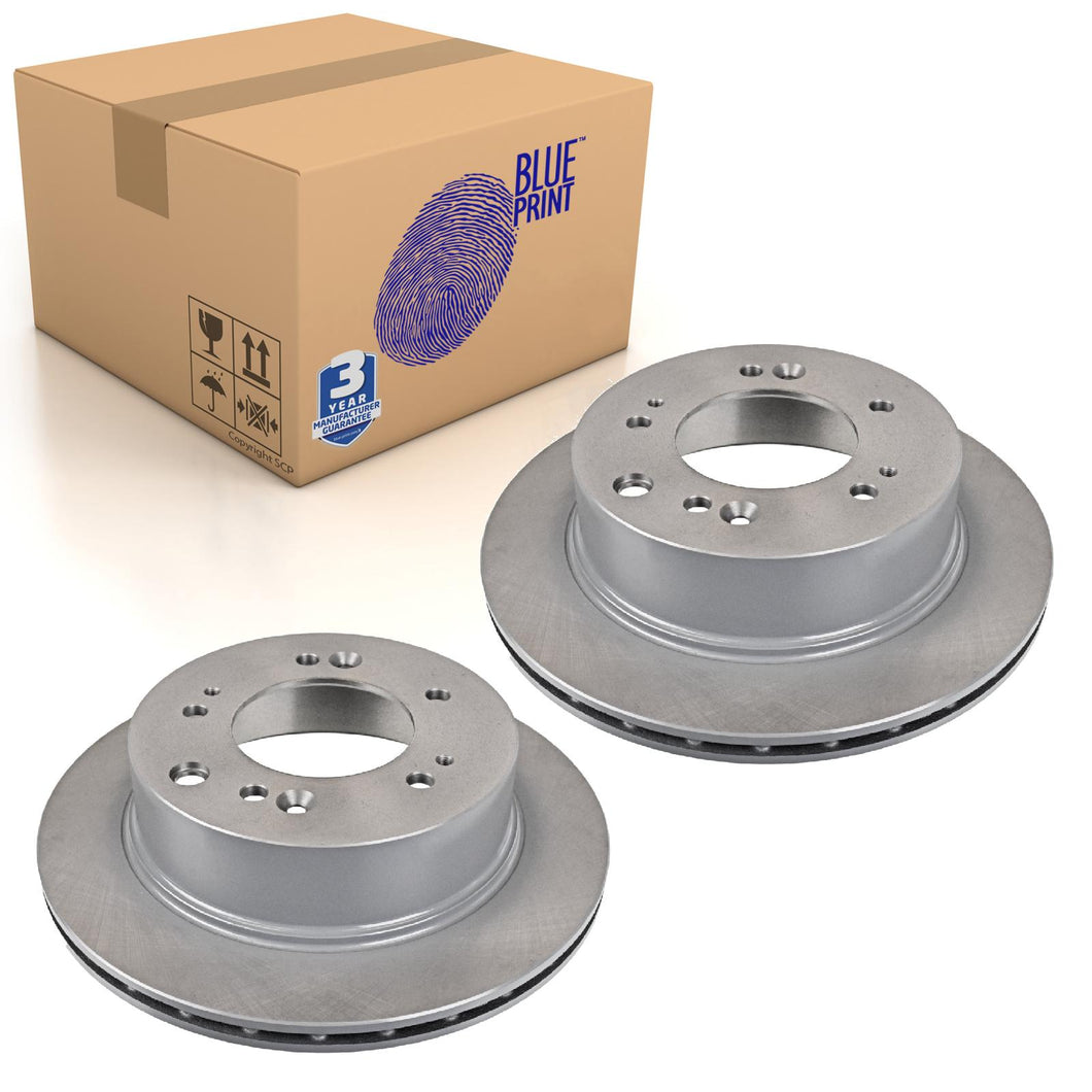 Pair of Rear Brake Disc Fits KIA Sorento OE 584113E500 Blue Print ADG043146