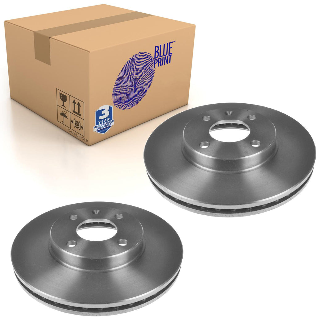 Pair of Front Brake Disc Fits Chevrolet GM Aveo Cobalt Blue Print ADG043174