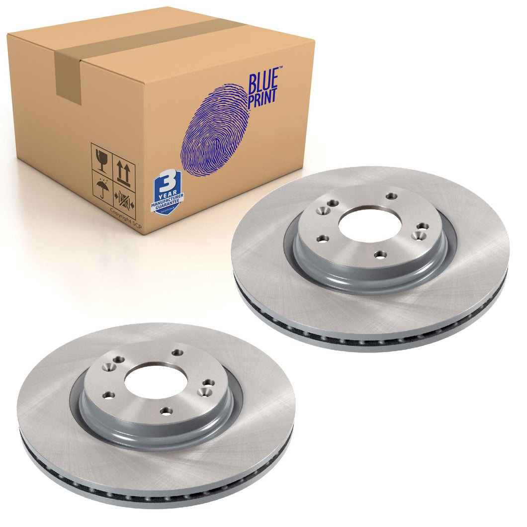 Pair of Front Brake Disc Fits KIA Sportage 4x4 Blue Print ADG043221