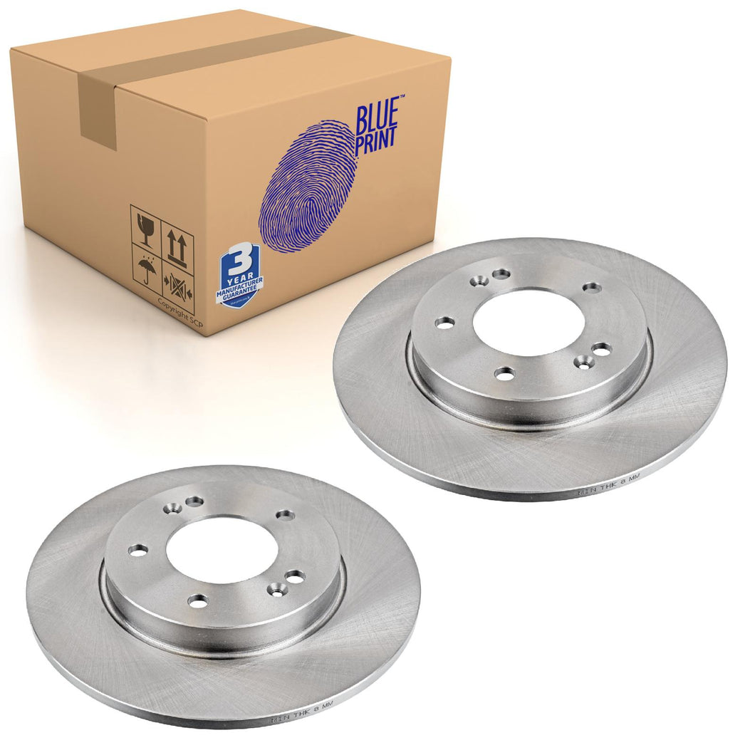Pair of Rear Brake Disc Fits Hyundai OE 58411G4300 Blue Print ADG043231
