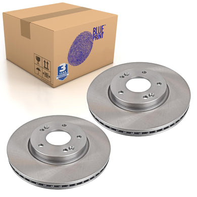 Pair of Front Brake Disc Fits Hyundai OE 51712G4000 Blue Print ADG043232