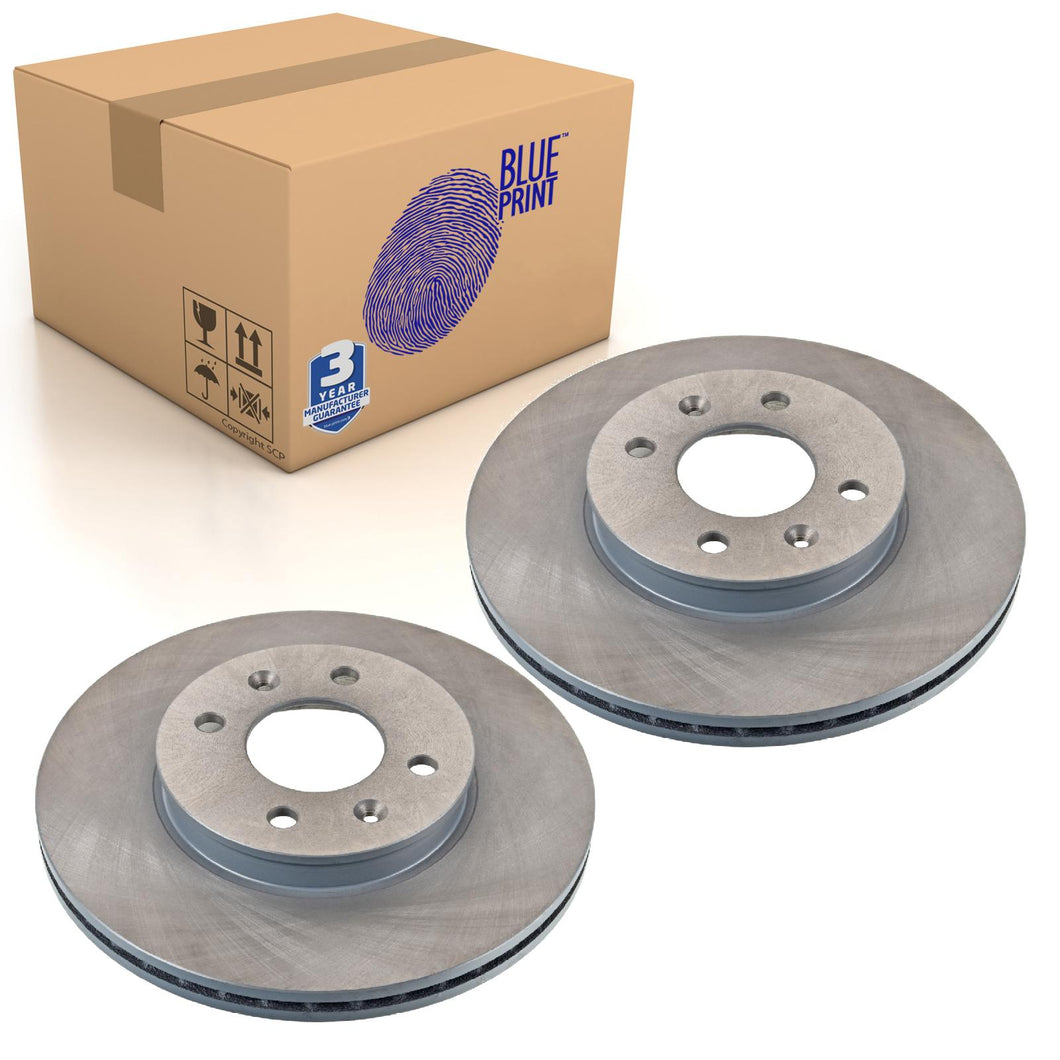 Pair of Front Brake Disc Fits Kia OE 51712G6300 Blue Print ADG043234