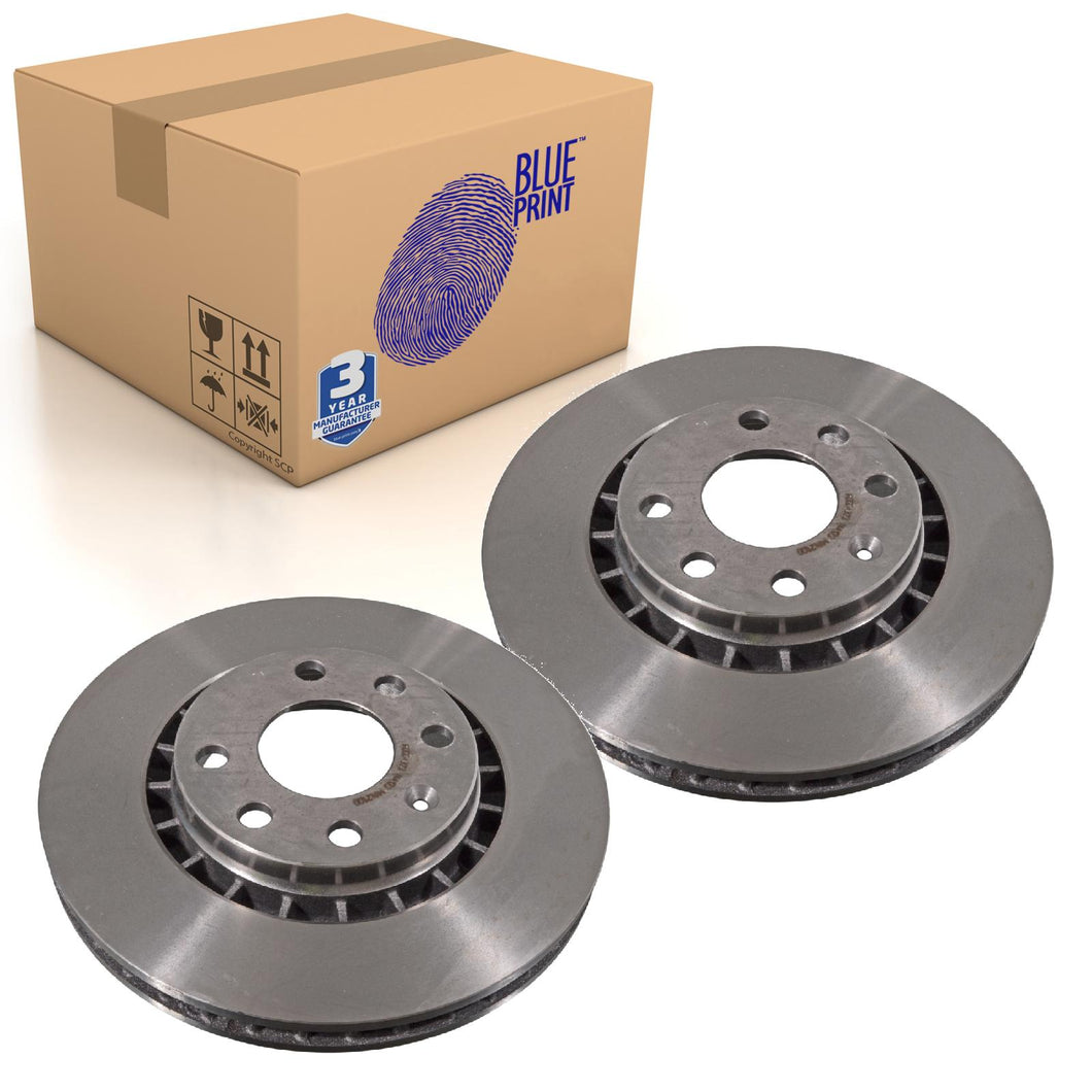 Pair of Front Brake Disc Fits Daewoo Aranos Espero Lanos Nex Blue Print ADG04323