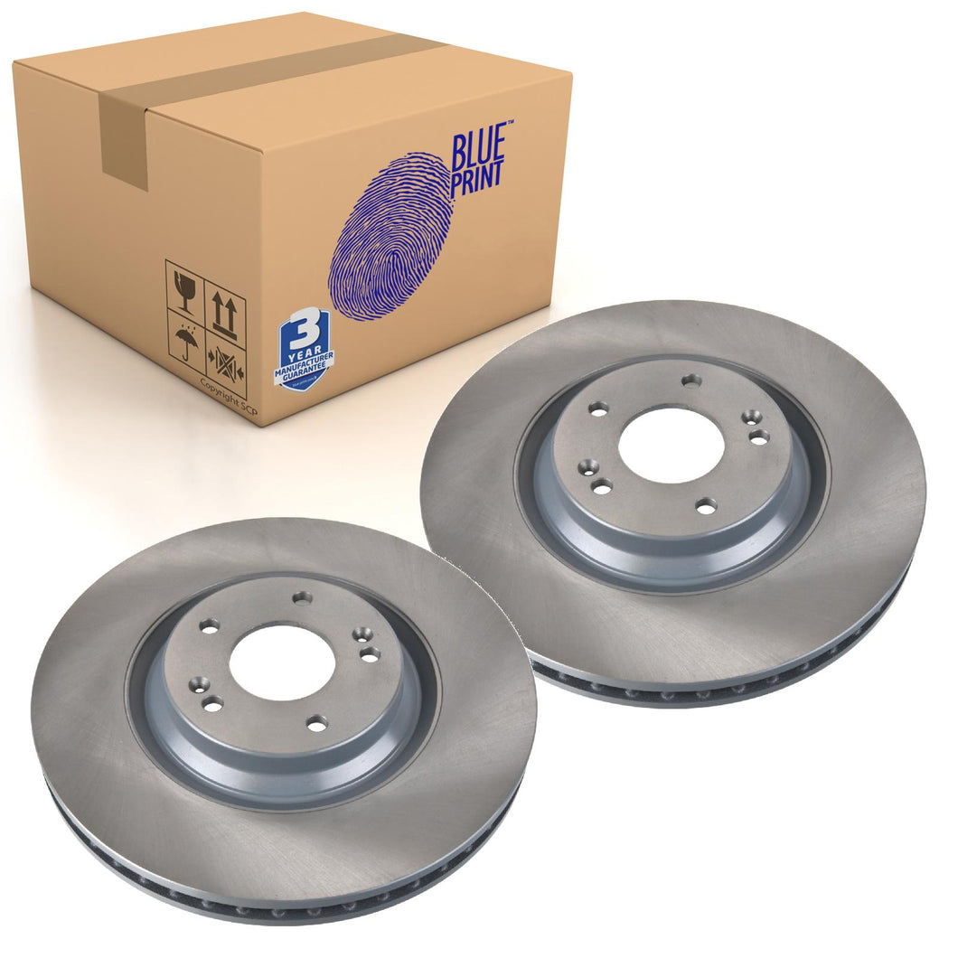 Pair of Front Brake Disc Fits Hyundai OE 51712S0000 Blue Print ADG043245