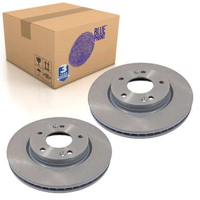 Pair of Front Brake Disc Fits Hyundai Santa Fe Trajet Blue Print ADG04344