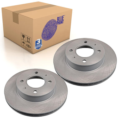 Pair of Front Brake Disc Fits Hyundai Amica Atos Blue Print ADG04360