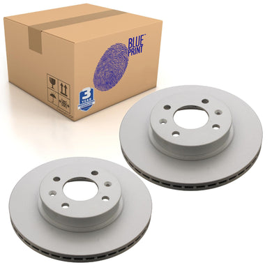 Pair of Front Brake Disc Fits Hyundai Click Getz Blue Print ADG04382