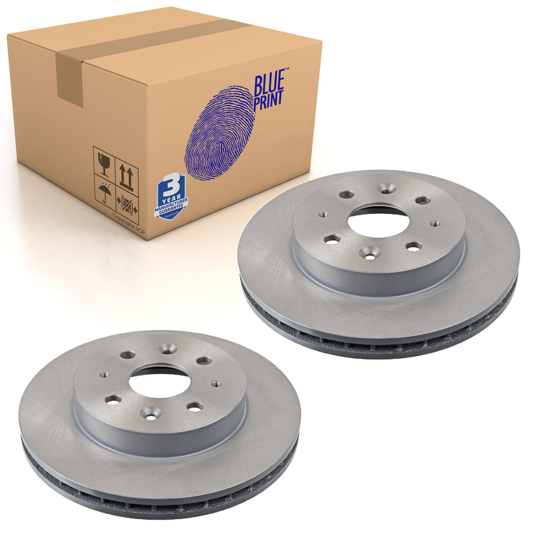 Pair of Front Brake Disc Fits Hyundai OE 51712FD300 Blue Print ADG04383
