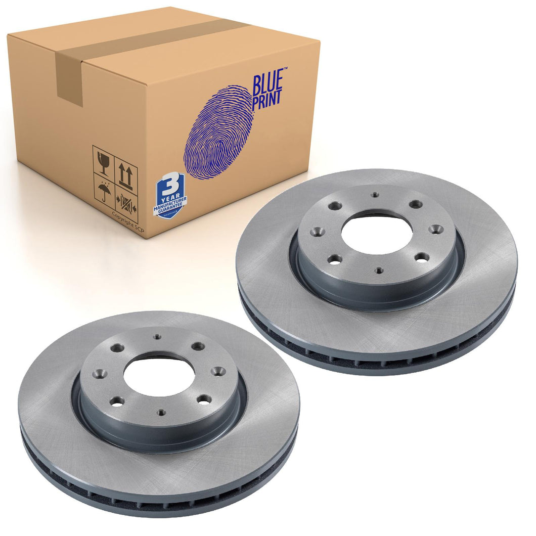 Pair of Front Brake Disc Fits KIA Cerato OE 517122F100 Blue Print ADG04385